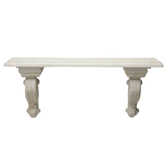 32" White Wood Farmhouse Wall Shelf